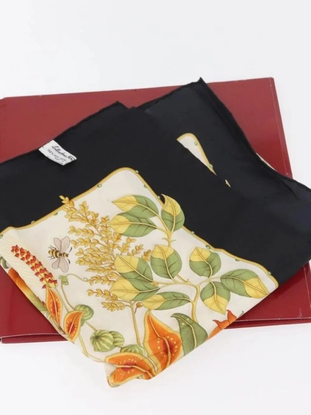 Salvatore Ferragamo Scarf Silk Black Auth 174683A